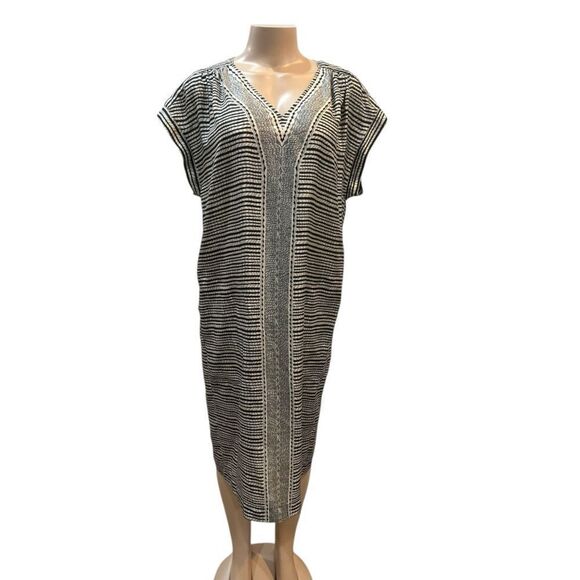 MaxMara Weekend Chic Black and White Kaftan 100% Silk Dress - Picture 1 of 7